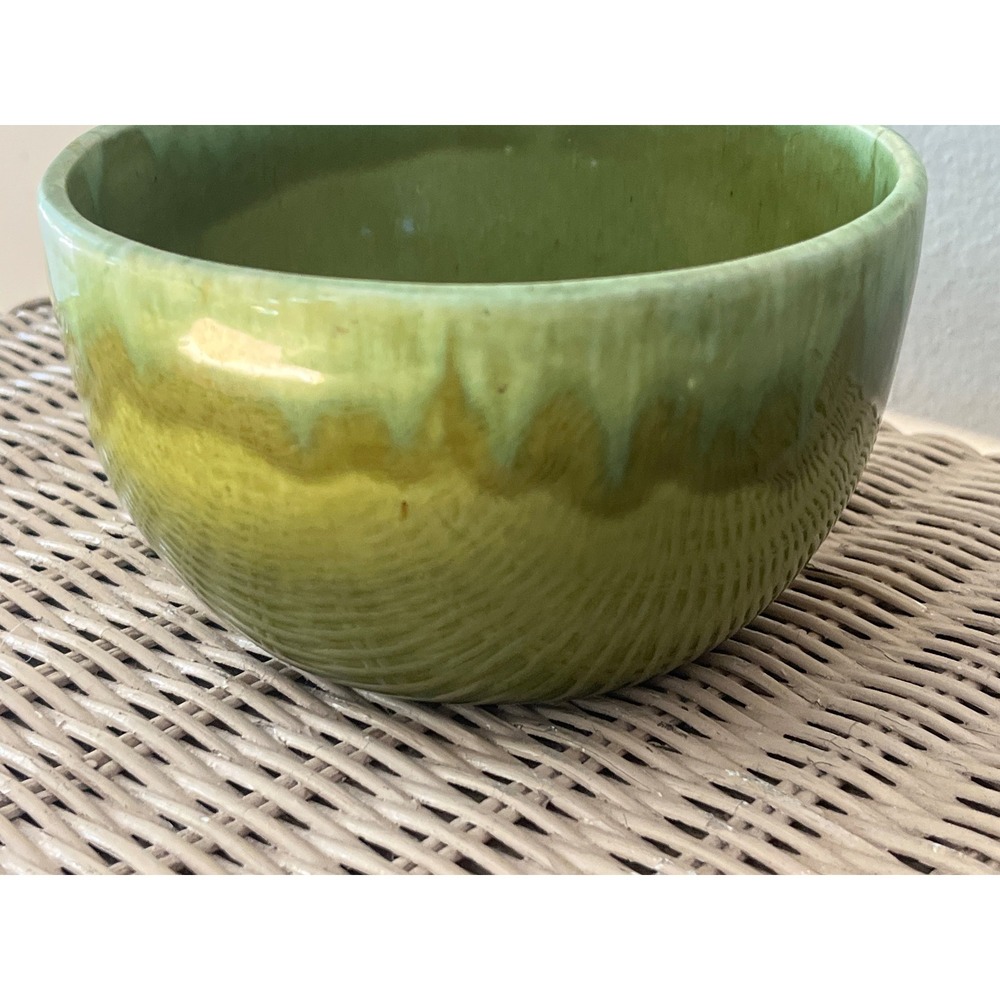 California Pottery Green Drip Glaze Bowl California 1960's USA J8
